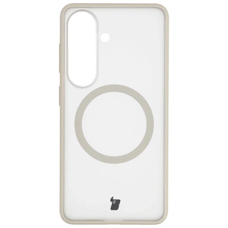 Etui z pierścieniem magnetycznym Bizon Case MatteO do Galaxy S26, przydymione-beżowe