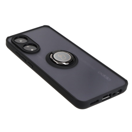 Etui z uchwytem na palec Bizon Case Hybrid Ring do Oppo A78 4G, przydymione z czarną ramką