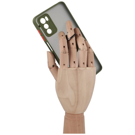 Etui z uchwytem na palec Bizon Case Hybrid Ring do Motorola Moto G42 , przydymione z zieloną ramką