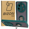 Etui z uchwytem na palec Bizon Case Hybrid Ring do Xiaomi 13 Ultra, przydymione z ciemnozieloną ramką