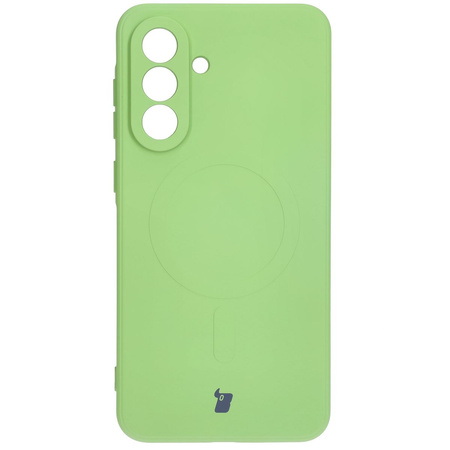 Silikonowe etui z pierścieniem magnetycznym Bizon Case Silicone Magnetic Sq do Galaxy A36 5G, jasnozielone
