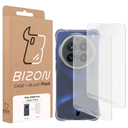 Elastyczne etui + 2x folia na ekran Bizon Case Clear Pack do Vivo X200 Pro