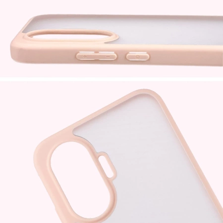 Etui Bizon Case Angelo do Xiaomi POCO F7, półprzezroczyste z różową ramką