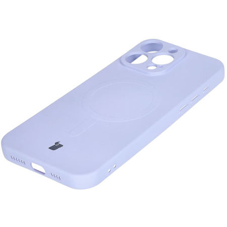 Silikonowe etui z pierścieniem magnetycznym Bizon Case Silicone Magnetic do iPhone 16 Pro Max, jasnofioletowe