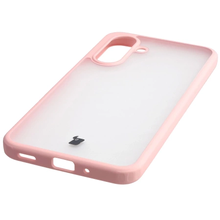 Etui Bizon Case Angelo do Galaxy A17 5G, półprzezroczyste z jasnoróżową ramką