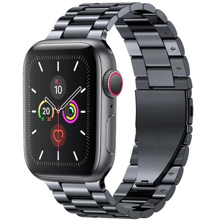 Pasek ze stali nierdzewnej Bizon Strap Watch Aura do Apple Watch 44/45/46/49 mm, czarny