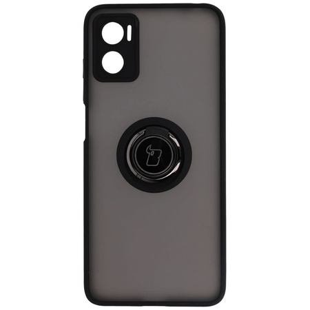 Etui z uchwytem na palec Bizon Case Hybrid Ring do Motorola Moto E22 / E22i, przydymione z czarną ramką