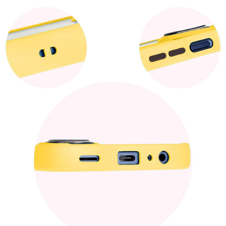 Etui z uchwytem na palec Bizon Case Hybrid Ring do Galaxy M15 5G, przydymione z żółtą ramką