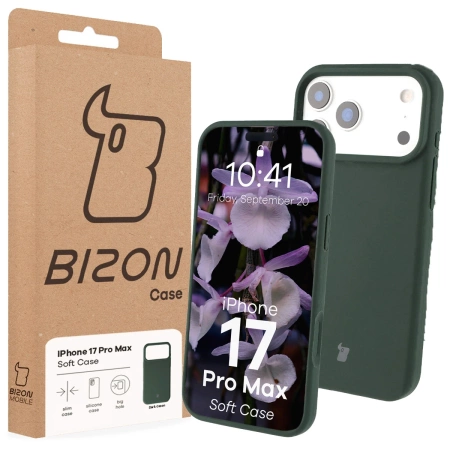 Silikonowe etui Bizon Soft Case do iPhone 17 Pro Max, ciemnozielone