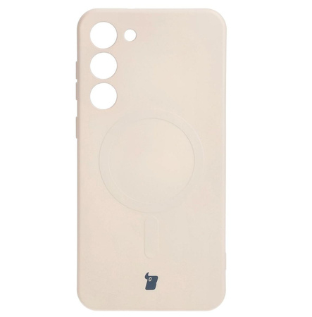 Etui silikonowe z pierścieniem magnetycznym Bizon Case Silicone Magnetic do Galaxy S23 Plus, beżowe
