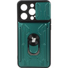 Etui Bizon Case Camshield Card Slot Ring do iPhone 14 Pro, zielone