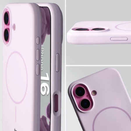 Silikonowe etui z pierścieniem magnetycznym Bizon Soft Case Magnetic do iPhone 16, jasnofioletowe