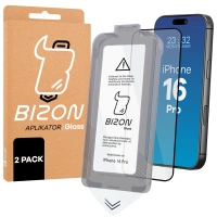 Szkło hartowane z ramką do łatwej aplikacji Bizon Glass Aplikator do iPhone 16 Pro, 2 sztuki