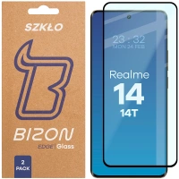 Szkło hartowane Bizon Glass Edge Duo do Realme 14 5G / 14T 5G, czarna ramka, 2 sztuki