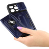 Etui Bizon Case Camshield Card Slot Ring do iPhone 14 Pro, granatowe