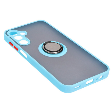 Etui z uchwytem na palec Bizon Case Hybrid Ring do Galaxy A15 5G/4G, przydymione z jasnoniebieską ramką