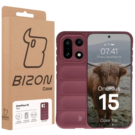 Pancerne etui Bizon Case Tur do OnePlus 15, burgundowe