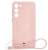 Etui silikonowe z pierścieniem magnetycznym Bizon Case Silicone Magnetic do Galaxy S23 Plus, jasnoróżowe