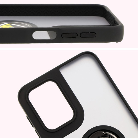 Etui z uchwytem na palec Bizon Case Hybrid Ring do Motorola Moto G55 5G, przydymione z czarną ramką
