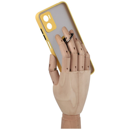 Etui z uchwytem na palec Bizon Case Hybrid Ring do Motorola Moto E22 / E22i, przydymione z żółtą ramką