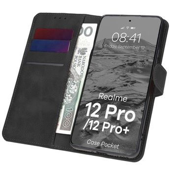 Etui z klapką Bizon Case Pocket do Realme 12 Pro / 12 Pro+, czarne