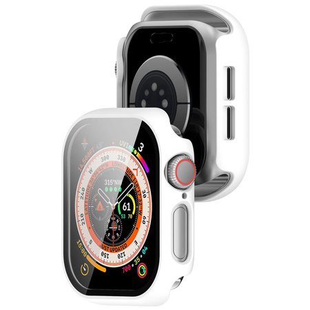 Etui ze szkłem do zegarka Bizon Case+Glass Watch do Apple Watch 11 / 10 42mm, białe