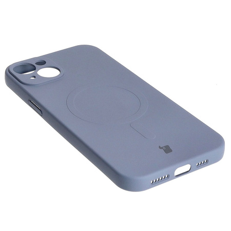 Etui silikonowe z pierścieniem magnetycznym Bizon Case Silicone Magnetic do iPhone 15 Plus, szare