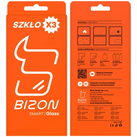 Szkło ochronne 2.5D Bizon Smart Glass do iPhone 16 Plus, 3 sztuki