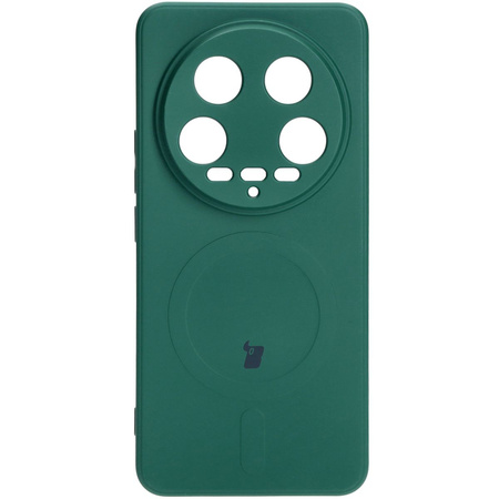 Etui Bizon Case Silicone Magnetic Sq do Xiaomi 14 Ultra, ciemnozielone