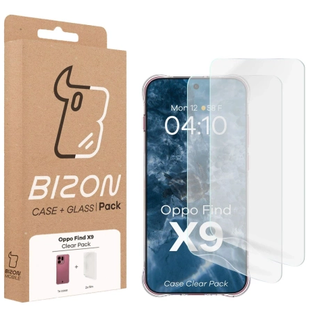 Elastyczne etui + 2x folia na ekran Bizon Case Clear Pack do Oppo Find X9