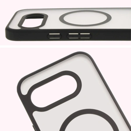 Etui z pierścieniem magnetycznym + szkło hartowane Bizon MatteO Pack do Google Pixel 9a, przydymione-czarne