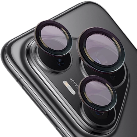 Szkło na aparat z aplikatorem Bizon Glass Snap Lens do Huawei Pura 80 Pro / Pro Plus, 1 zestaw, czarna ramka