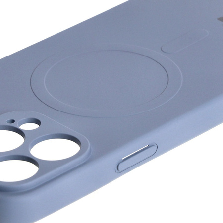 Etui silikonowe z pierścieniem magnetycznym Bizon Case Silicone Magnetic do iPhone 15 Pro Max, szare