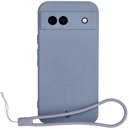 Silikonowe etui z pierścieniem magnetycznym Bizon Case Silicone Magnetic Sq do Google Pixel 8a, szare