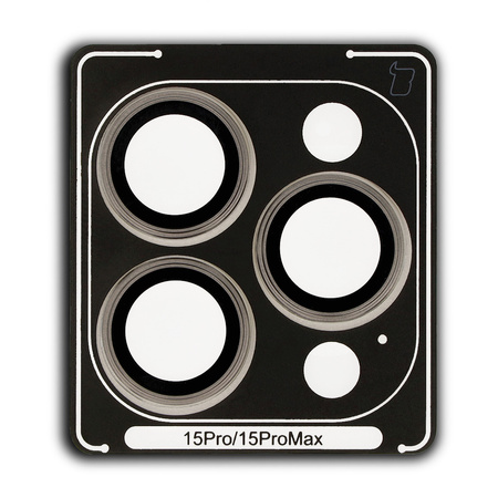 Szkło na aparat z aplikatorem Bizon Glass Snap Lens do iPhone 15 Pro/15 Pro Max, 1 zestaw, beżowa ramka