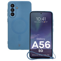 Silikonowe etui z pierścieniem magnetycznym Bizon Case Silicone Magnetic Sq do Galaxy A56 5G, granatowe