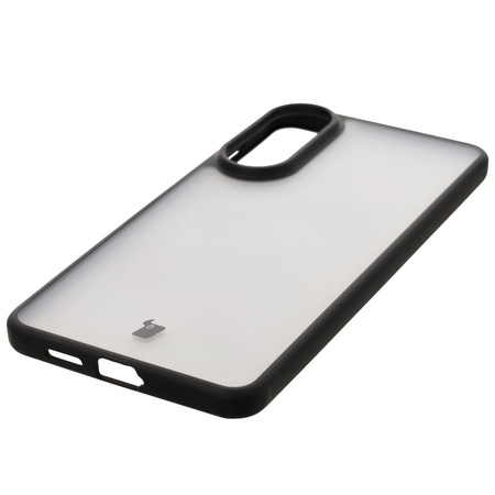 Etui Bizon Case Angelo do Galaxy S25 Edge, półprzezroczyste z czarną ramką