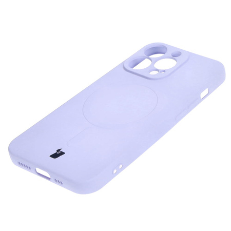 Etui silikonowe z pierścieniem magnetycznym Bizon Case Silicone Magnetic do iPhone 13 Pro, jasnofioletowe
