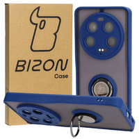 Etui z uchwytem na palec Bizon Case Hybrid Ring do Xiaomi 13 Ultra, przydymione z granatową ramką
