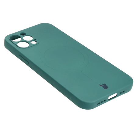 Etui silikonowe z pierścieniem magnetycznym Bizon Case Silicone Magnetic do iPhone 12 Pro, ciemnozielone