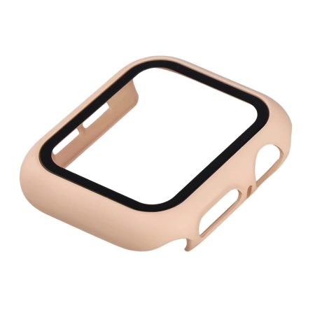 Etui ze szkłem do zegarka Bizon Case Watch Adamo do Apple Watch SE 3 / SE 2 / SE / 6 / 5 / 4 (40 mm), matowe różowe