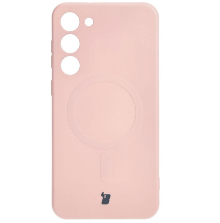 Etui silikonowe z pierścieniem magnetycznym Bizon Case Silicone Magnetic do Galaxy S23 Plus, jasnoróżowe