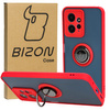 Etui z uchwytem na palec Bizon Case Hybrid Ring do Xiaomi Redmi Note 12 4G, przydymione z czerwoną ramką