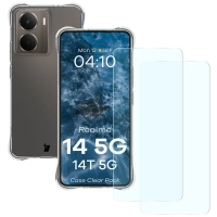 Elastyczne etui + 2x szkło hartowane Bizon Case Clear Pack do Realme 14 5G / 14T 5G
