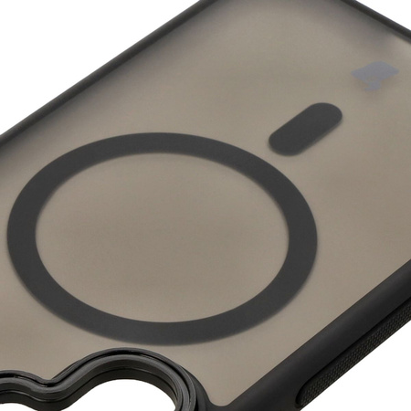 Etui z podstawką i pierścieniem magnetycznym Bizon Case Eclipse do Galaxy S25 Plus/S24 Plus, przydymione z czarną ramką