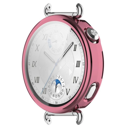 Etui z osłoną ekranu Bizon Case Watch Felipe do Huawei Watch GT6 41 mm, różowe