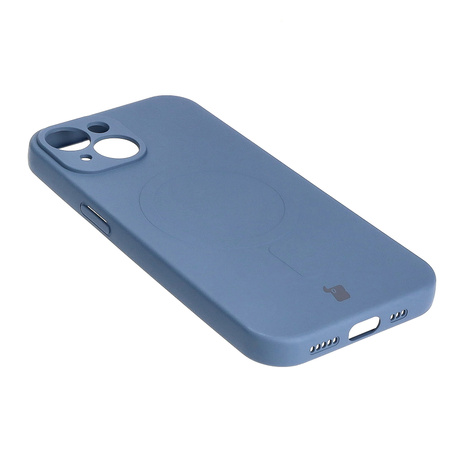 Etui silikonowe z pierścieniem magnetycznym Bizon Case Silicone Magnetic do iPhone 15, granatowe