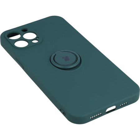 Etui Bizon Case Silicone Ring do iPhone 12 Pro Max, ciemnozielone