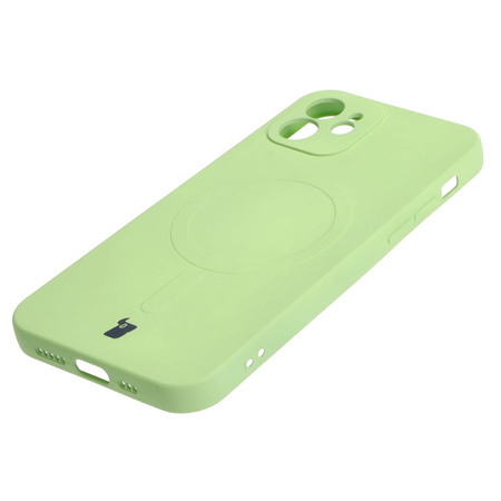 Etui silikonowe z pierścieniem magnetycznym Bizon Case Silicone Magnetic do iPhone 12, jasnozielone