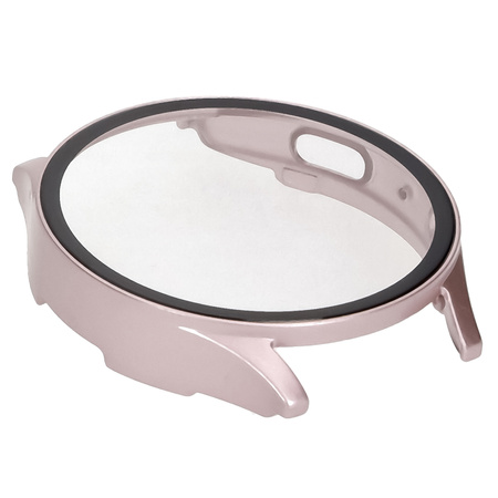 Etui ze szkłem do zegarka Bizon Case Watch Adamo do Galaxy Watch 7 44 mm, satynowo różowe